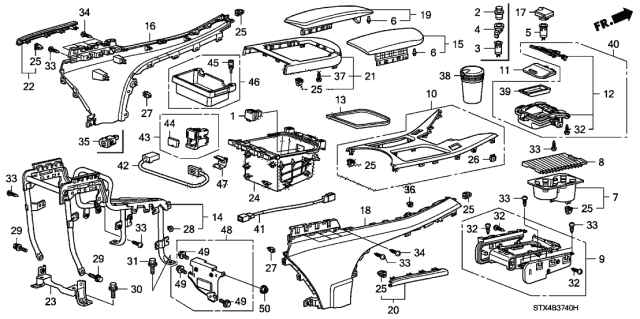 2009 Acura MDX Front Console Box/Storage (Dj Curly Koa Wood) Diagram for 77296-STX-A01ZA