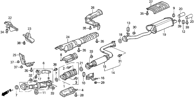 1994 Acura Vigor Stay A, Exhaust Pipe Diagram for 18213-SL5-A10