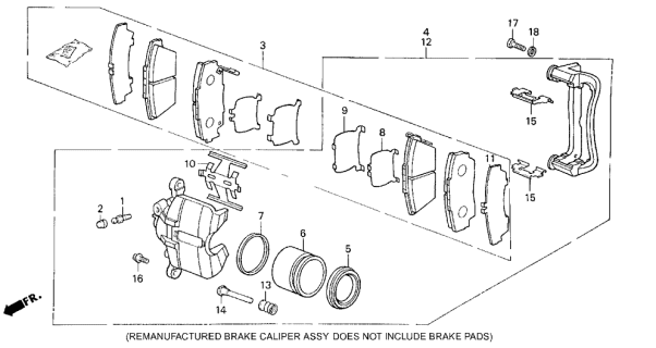 1988 Acura Legend Passenger Side Caliper Assembly (Nissin) Diagram for 45210-SG0-023