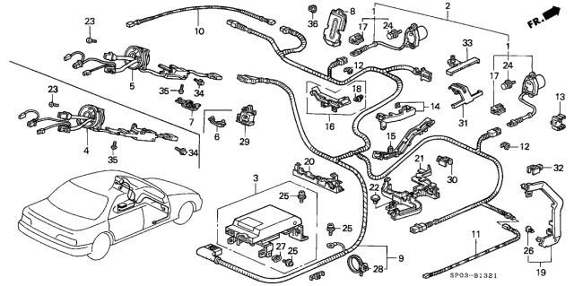 1993 Acura Legend Protector, Steering Diagram for 78963-SP0-A01