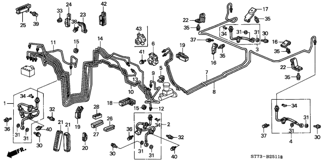 1997 Acura Integra E-Clip, Brake Pipe Diagram for 46391-SR3-942