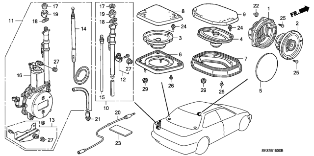 1992 Acura Integra Grille, Speaker (Palmy Blue) Diagram for 39127-SK8-A00ZB