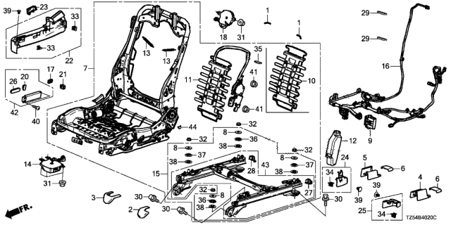 2015 Acura MDX Front Seat Components Diagram 2