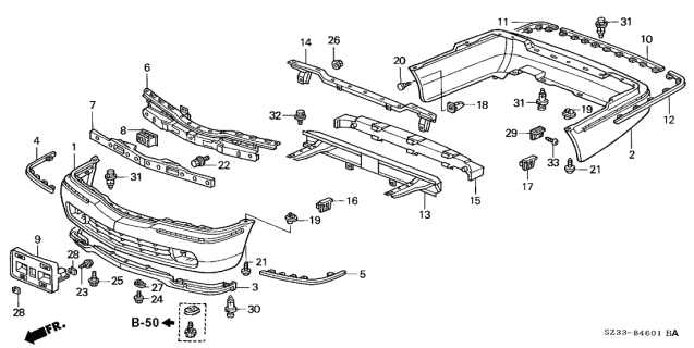 1999 Acura RL Rear Bumper Molding Diagram for 71520-SZ3-000