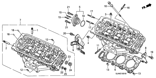 2005 Acura RL Cylinder Head Assembly, Rear (Dot) Diagram for 12300-RJA-810
