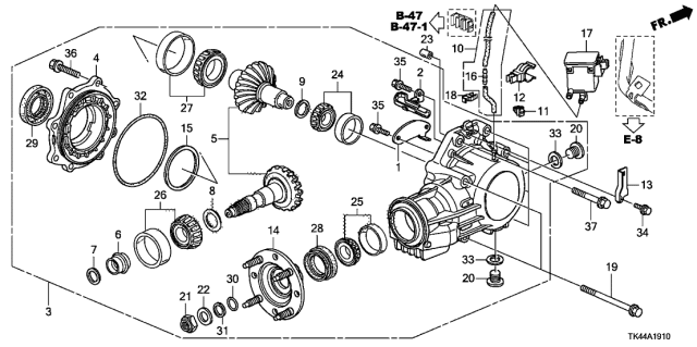 2012 Acura TL Transfer Assembly Diagram for 29000-RK4-000