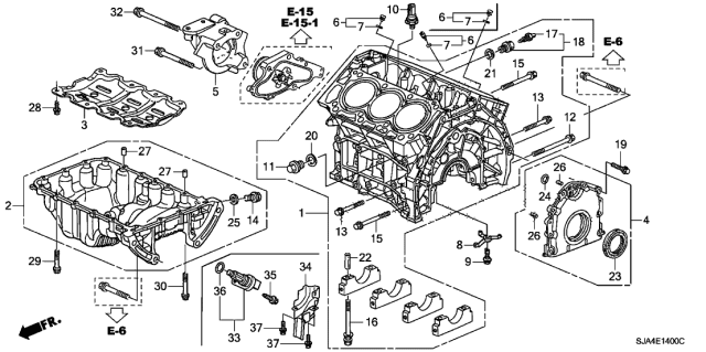 2005 Acura RL Oil Seal Case Assembly Diagram for 11300-RDV-J00