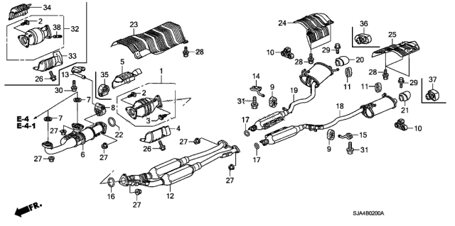 2011 Acura RL Muffler, Exhaust (L) Diagram for 18305-SJA-A07