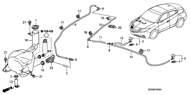 2012 Acura ZDX Tube Washer Clip Diagram for 91539-SS0-003