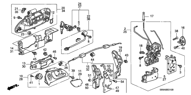 2006 Acura RSX Right Front Door Lock Assembly Diagram for 72110-S6M-A03