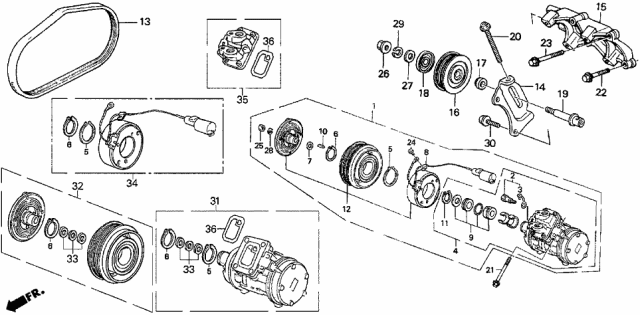 1988 Acura Legend A/C Compressor Assembly (Denso) Diagram for 38800-PL2-013
