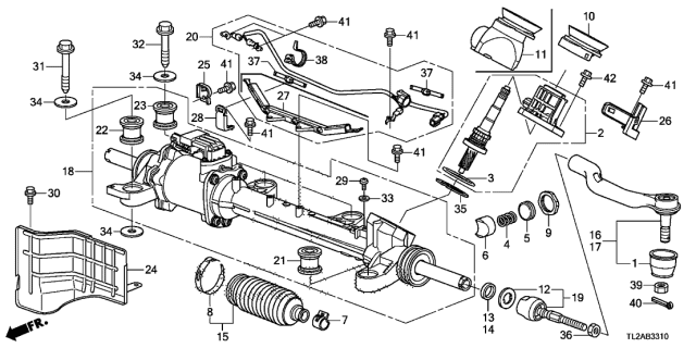 2013 Acura TSX Rack Guide Screw Diagram for 53414-TR8-P01