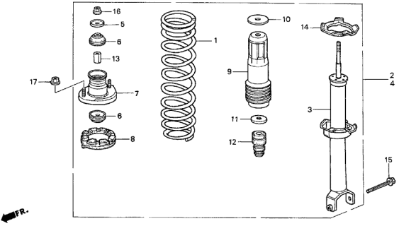 1997 Acura CL Right Rear Shock Absorber Assembly Diagram for 52610-SY8-A01