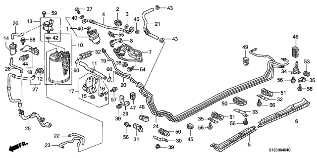 2000 Acura Integra Hose, Fuel Feed Diagram for 16722-P72-A01