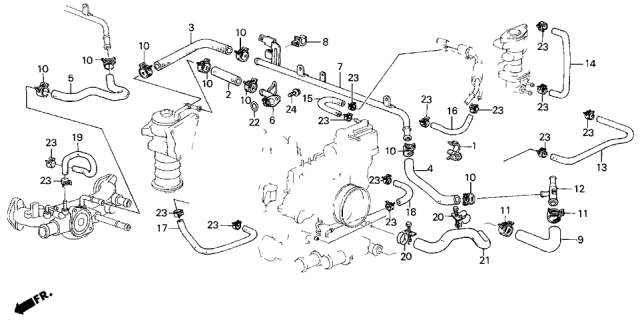 1986 Acura Legend Bypass Heater Hose Diagram for 19504-PH7-000
