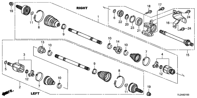 2013 Acura TSX Driver Side Driveshaft Assembly Diagram for 44306-TA0-A53