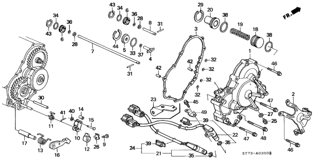 2000 Acura Integra AT Right Side Cover Diagram 1