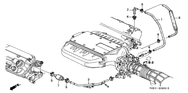1999 Acura TL Breather Pipe Diagram for 17137-P8E-A00