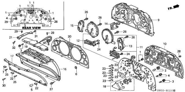 2002 Acura NSX Illumination Assembly Diagram for 78166-SL0-003