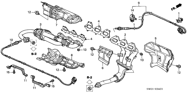 2003 Acura NSX Front Oxygen Primary Sensor Diagram for 36531-PBY-003