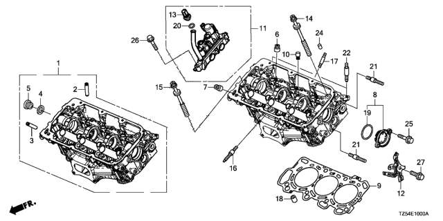 2014 Acura MDX Front Cylinder Head (3.5L) Diagram