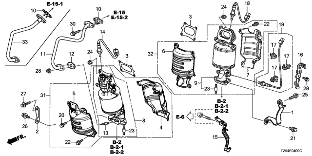 2015 Acura MDX Front Primary Catalytic Converter Diagram for 18190-R9P-H00