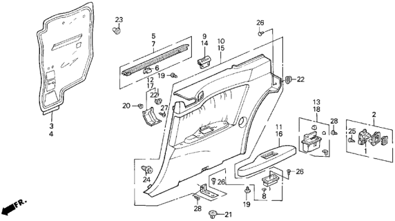 1991 Acura Legend Lining, Passenger Side *Nh172L/Y31L* (Leather) Diagram for 83733-SP1-A20ZE