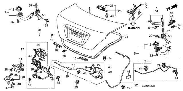 2007 Acura RL Sub-Wire, Trunk Lid Diagram for 32119-SJA-J00