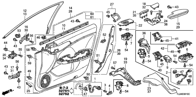 2010 Acura TSX Remote Control Mirror Switch Assembly Diagram for 35190-TL2-A01