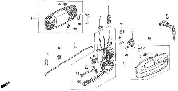 1993 Acura Vigor Cylinder, Driver Side Door Diagram for 72146-SL4-003