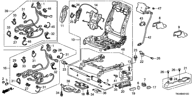 2010 Acura TL Front Seat Components Diagram 1