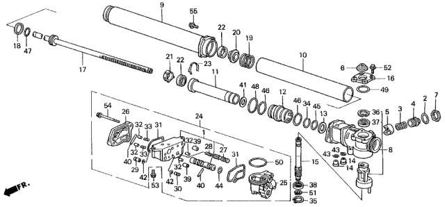 1989 Acura Legend P.S. Gear Box Components Diagram
