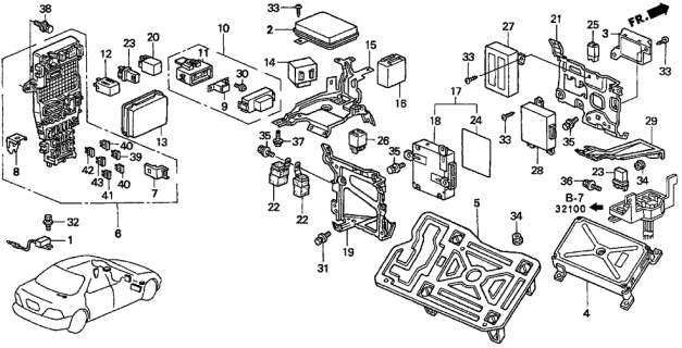 1996 Acura TL Bracket, Middle (Driver Side) Diagram for 39792-SZ5-A00