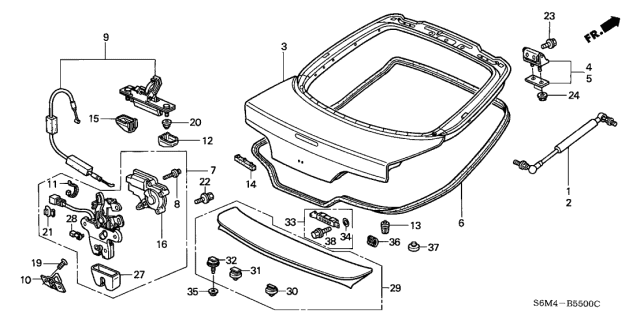 2005 Acura RSX Band Diagram for 74816-S2G-003