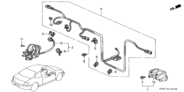 1997 Acura CL SRS Unit Kit Diagram for 06772-SS8-A81