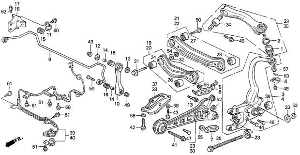 1993 Acura Vigor Nut, Trailing Arm (10MM) Diagram for 90217-SM4-003