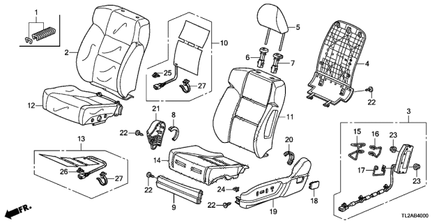 2014 Acura TSX Driver Side Air Bag Module Assembly Diagram for 78055-TL2-A00