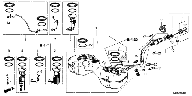 2019 Acura RDX Gasket, Fuel Pump Module Diagram for 17574-TLA-A01