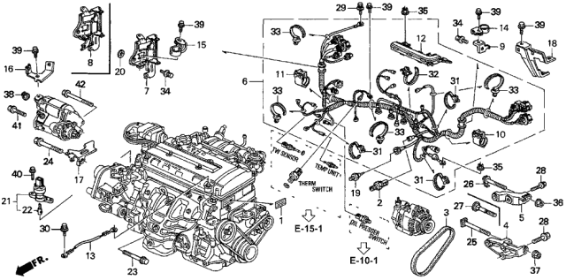 1999 Acura Integra Engine Wire Harness - Clamp Diagram