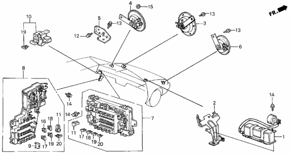 1988 Acura Legend Horn Assembly (Low) Diagram for 38100-680-671