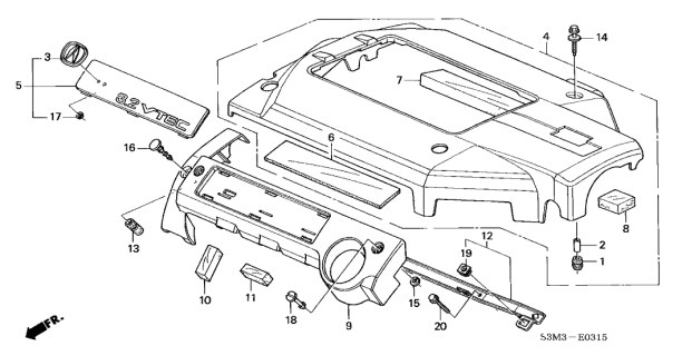 2001 Acura CL Intake Manifold Cover Diagram