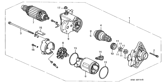 1997 Acura CL Starter Motor Assembly (Dxki4) (Denso) Diagram for 31200-P0A-003