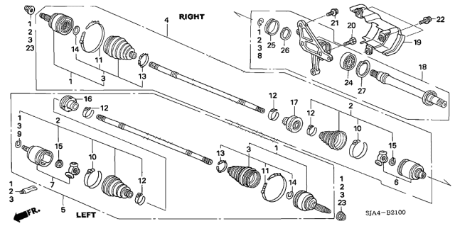 2005 Acura RL Boot Set, Outboard Diagram for 44018-SJK-020