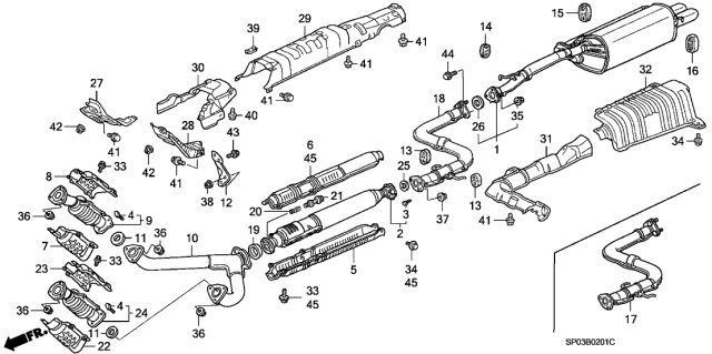 1994 Acura Legend Exhaust Pipe B Diagram for 18220-SP0-906