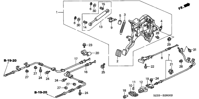 1999 Acura RL Parking Brake Adjusting Nut Diagram for 47522-594-000