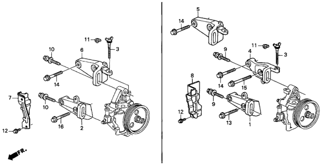 1994 Acura Integra P.S. Pump Bracket Diagram