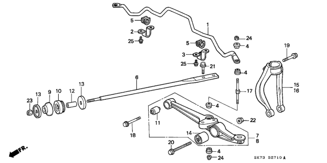 1992 Acura Integra Fork, Left Front Shock Absorber Diagram for 51821-SK7-040