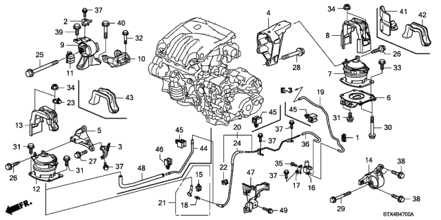 2007 Acura MDX Stopper Assembly, Front Engine Mounting Diagram for 50835-STX-A01
