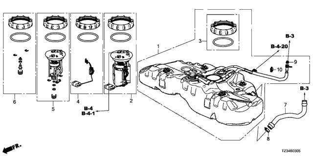 2019 Acura TLX Set,Fuel Tank Com Diagram for 17044-TZ3-A00