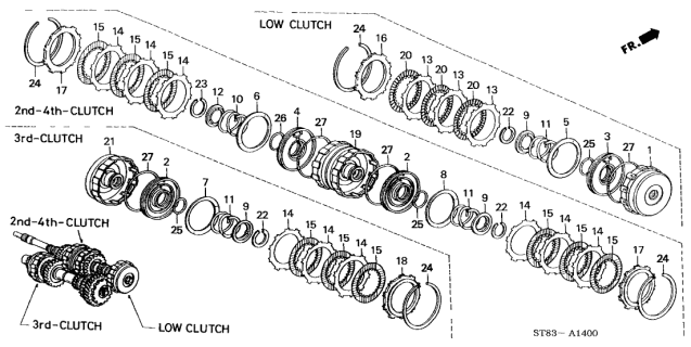 2001 Acura Integra Spring, Clutch Disk Diagram for 22536-PDM-003